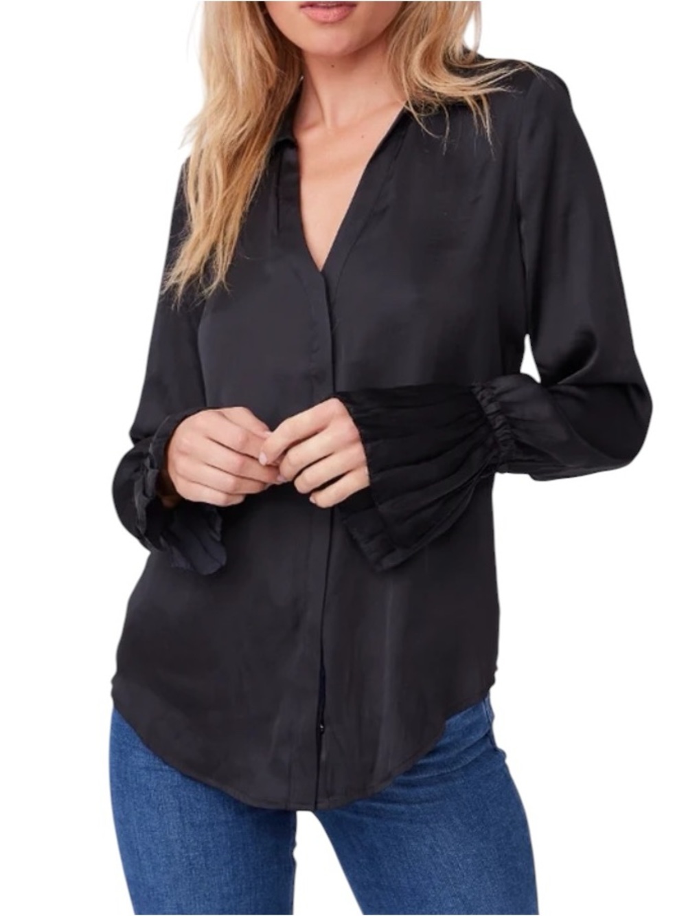 Paige Abriana Long Sleeve Satin Blouse